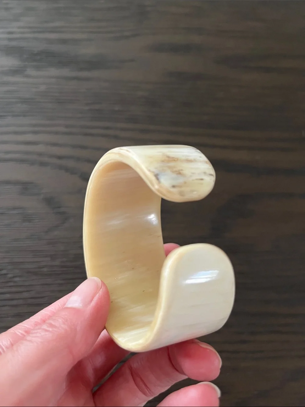 Cream and Tan Toned Bone Wide Cuff Bracelet